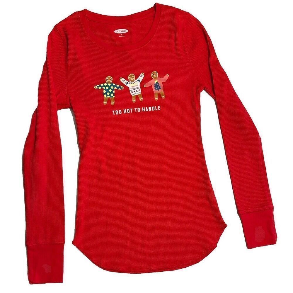 Old Navy GIRLS SMALL Too Hot to Handle Gingerbread Cookie Red Thermal QK Ship